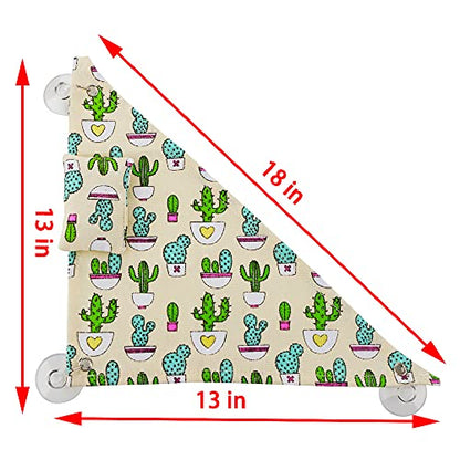 DQITJ 2 Pcs Reptile Hammock with Small Pillow Swing Hanging Bed Lounger Ladder with Adhesive Hooks and Suction Hook for Lizard Leopard Gecko Bearded Dragon Rat (Beige and Blue)