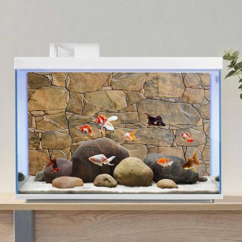 AWERT Stone Aquarium Background Rocky Fish Tank Background Rock Terrarium Background 72x16 inches Vinyl - size: 72x16in/180x40cm