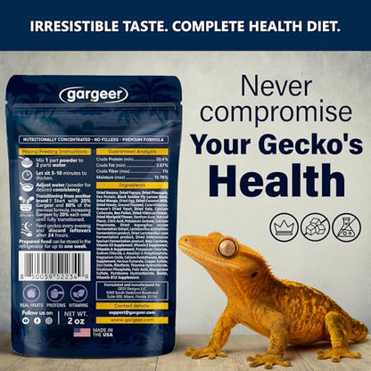 Gargeer 'Picky Geck' Moonlight Feast - Premium Crested Gecko Food | Vision & Metabolism Support with Premium Fruit Blend | No Fillers - Only Premium Ingredients | 2oz | Made in USA. Enjoy! - size: 2 Ounce (Pack of 1)