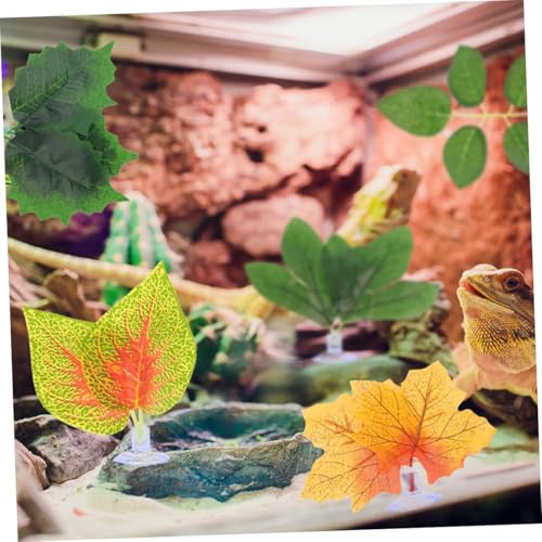 BESPORTBLE 4pcs Aquarium Fake Plants Purple Perilla Leaf Artificial Aquarium Decor with Suction Cups, Plastic Terrarium Plants Ornament for Fish Tank and Reptile Habitat