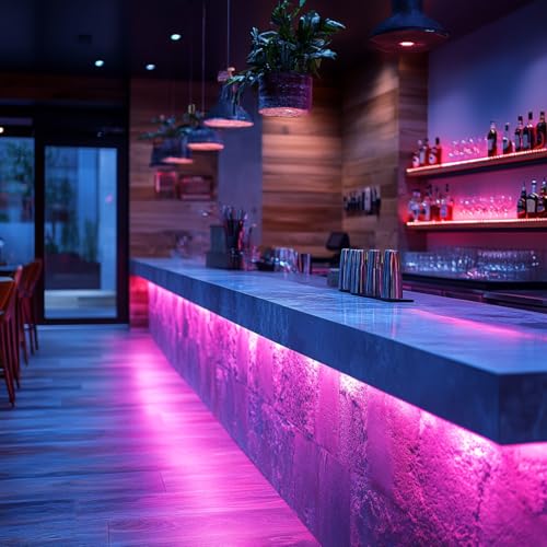 LED Strip Lights 24V COB Purple 16.4ft (No Power Supply) | Super Bright, Dotless High Density 14W/m, 8mm Width Cuttable Flexible, Home DIY Commercial Decoration - color: Purple (Only LED Strip)