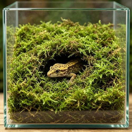 2026 New Sphagnum Moss for Reptiles - Terrarium Reptiles Moss Green Dried Peat Moss Habitat Bedding Moss for Snakes Turtle Frog Gecko and Other Reptiles Substrate (5, Ounces)
