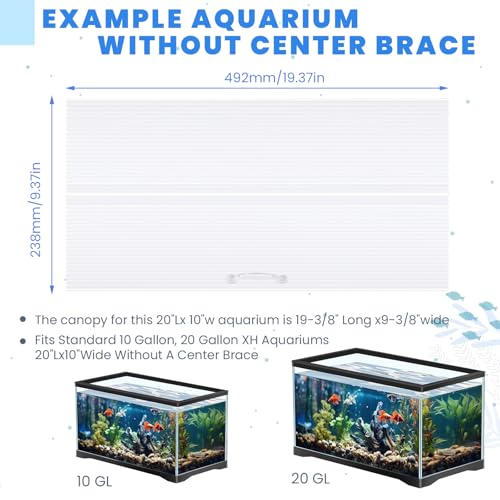 Sieral Aquarium Canopy Set Polycarbonate Greenhouse Panels 19.37 x 9.37 x 0.24 Inch for 10/20 Gallon Fish Tank Without Center Brace Aquariums Cover Fish Tank Lid, Clear - color: Clear, size: 20 x 10 Inch