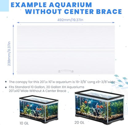 Sieral Aquarium Canopy Set Polycarbonate Greenhouse Panels 19.37 x 9.37 x 0.24 Inch for 10/20 Gallon Fish Tank Without Center Brace Aquariums Cover Fish Tank Lid, Clear - color: Clear, size: 20 x 10 Inch
