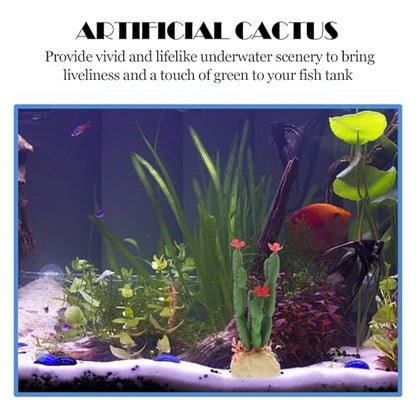 Artificial Cactus Aquarium Plant Decor, Lifelike Plastic Succulent Simulation Plant for Fish Tank Landscape, Home Ornament for Aquarium and Reptile Terrarium