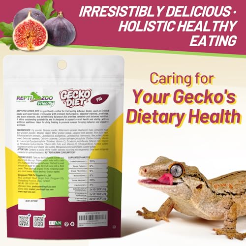 Crested Gecko Food, Fruit Mix Fig and Insects Complete Diet Gecko Food 2oz