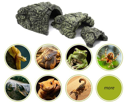 Reptile Hide and Cave - Resin Amphibian Hideouts Cave Size 1.57"x0.98", Habitat for Mini Amphibian Turtles Bearded Dragon Lizards Snakes Crab Gecko Leopard Fish