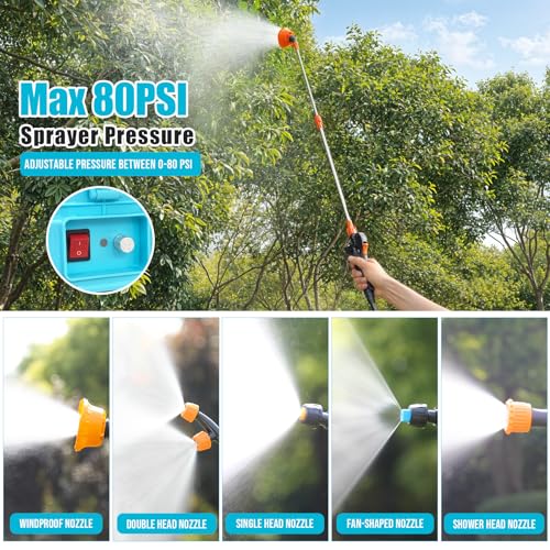 SideKing Battery Powered Backpack Sprayer 3.2 Gallon, 0-80 PSI Adjustable Pressure Sprayer Compatible with Makita 18V Battery, Electric Sprayer with Wand, 5 Nozzles, 2.0Ah Battery&Charger Included - size: 3.2 Gallon