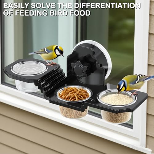 Crested Gecko Feeding Ledge with 6 PVC Cups -Strong Suction Reptile Food Dish for Leopard Geckos, Spiders,Lizard,Snail & Small Birds - Space-Saving Terrarium Habitat Feeder Easy to Clean