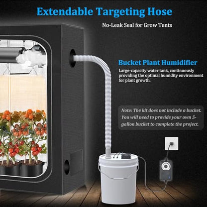 19L Large DIY Humidifier Kit - for Plants, Mushrooms, Grow Tents, Terrarium | Turns a 5 Gallon Bucket into Cool Mist Humidifier, Extendable Hose, High Output, Long Runtime (1-Fogger, Normal Mist)