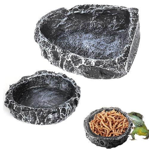 Reptile Water Dish Food Bowl,Reptile Feeding Dish Corner Bowl,Bearded Dragon Water Bowlfor Leopard Gecko Lizard Spider Scorpion Chameleon(2PCS) - color: black