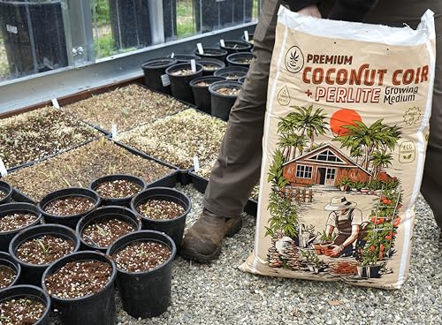 Happy Trees Coco Coir and Perlite 70/30 Growing Medium, Potting Mix, Seed-Starting, Premium Quality Triple-Washed for Low Salt/EC, pH Balanced Loose Coconut Fiber, Peat-Free, 50L (1.8 cu.ft.) - size: 50L