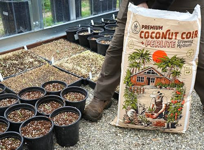 Happy Trees Coco Coir and Perlite 70/30 Growing Medium, Potting Mix, Seed-Starting, Premium Quality Triple-Washed for Low Salt/EC, pH Balanced Loose Coconut Fiber, Peat-Free, 50L (1.8 cu.ft.) - size: 50L