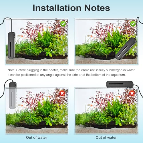 HiTauing Aquarium Heater, 100W/200W/300W/500W Fish Tank Heater with Upgraded LED Large Display, Up/Down Control Buttons and Intelligent Leaving Water Automatic Power-Off for Saltwater and Freshwater - size: 100W for 10-20 Gallon