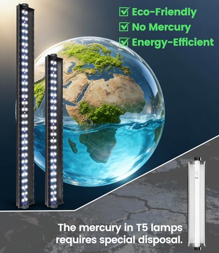 12W T5 UVB LED Reptile Light – High Output UVA UVB Light for Bearded Dragon, T5 10.0 UVB Reptile Light Fixture (19.6") - size: 19.6"