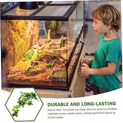 Artificial Hanging Plants for Reptile Habitats Durable Plastic Leaf Decoration with Suction Cup for Terrariums Aquariums and Bird Cages Lifelike Vines for Lizards Snakes and Frogs