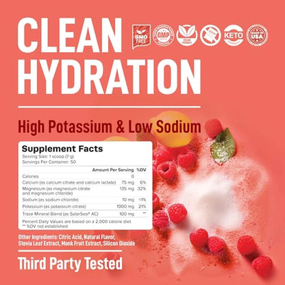 Keppi Electrolytes Powder – Raspberry Lemonade Flavor 50 Servings – No Sugar Hydration Supplement with Magnesium, Potassium, Sodium – Keto, Vegan, Fasting-Friendly, Zero Calorie Electrolyte Drink - size: 50 Servings - Tub