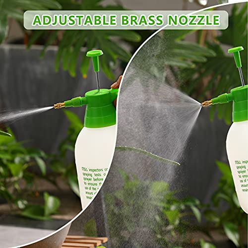 Itisll 0.5 Gallon Garden Pump Sprayer, Handheld Plant Mister with Adjustable Brass Nozzle for Plants, Lawn, Patio and Indoor Outdoor Use, White Green