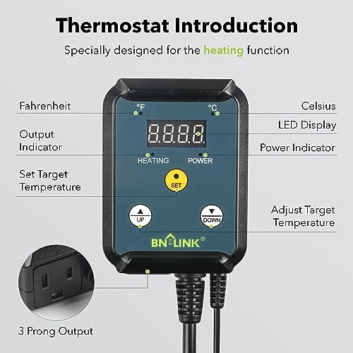 BN-LINK Reptile Heating Pad 6"X8" with Adjust Knob and Thermostat Controller