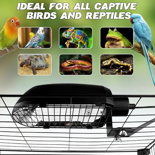 Bird Cage Light Fixture Combo Kit with Adjustable Timer,Lamp Hood with 2.4% UVB UVA 20W Compact Fluorescent Bulb for All Kinds Captive Birds Reptiles