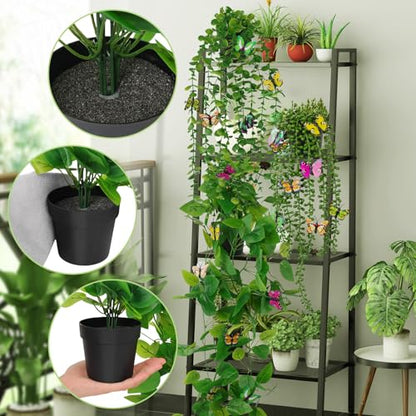 Fake Plants 4 Pack Artificial Hanging Plants, Fake Potted Greenery Faux Eucalyptus, Boston Fern, String of Pearls, Pothos for Living Room Bedroom Boho Wall Shelf Indoor Outdoor Decor