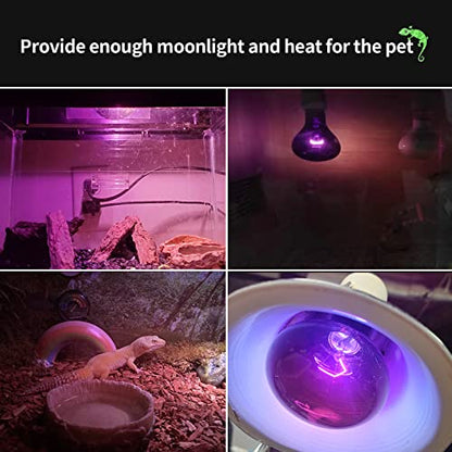 75W Night Heat Lamp Heating Infrared Bulb, Moonlight Bulb Reptile Heat Lamp UVA Spot Lamp for Reptile and Amphibian - Lizard Tortoise Snake Chameleon Spider 2 Pack