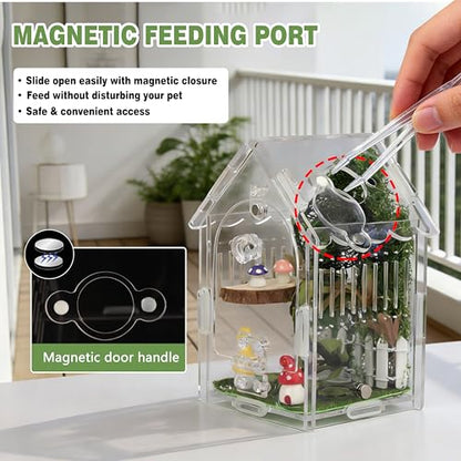 Jumping Spider Enclosure - Internal Dimensions 3.15"x3.15"x5.6" Acrylic Terrarium Kit for Tarantulas/Mantis/Reptiles with Magnetic Door, Ventilation & Easy Assembly - size: 3.15 "x3.15" x5.6