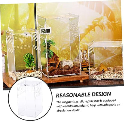 Yardwe Clear Reptile Nest Boxes with Ventilation High Transparency Easy to Clean Reptile Keeping Cases for Snakes Geckos Tarantulas and Pets