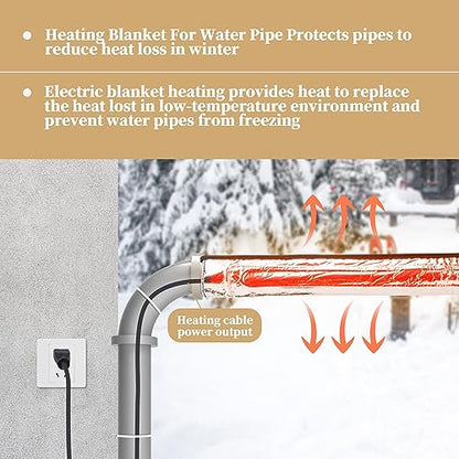 codree 2 Pcs Water Pipe Heat Blanket - 38.5" x 6" Water Pipe Heat Tape - Aluminum Foil Freeze Protection Heating Cable for Metal & Plastic Pipes, 110V, Max Temp 60˚ - color: 2 Pcs