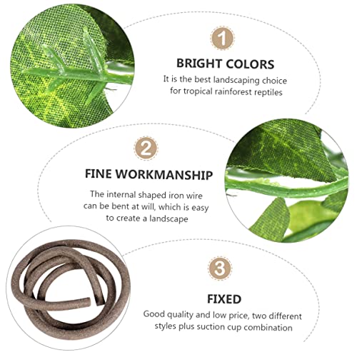 PRETYZOOM 8pcs Bendable Artificial Climbing Vines for Reptile Terrarium Simulation Plant Rattan Landscape Decoration for Snakes and Lizards Lifelike Greenery for PET Habitat