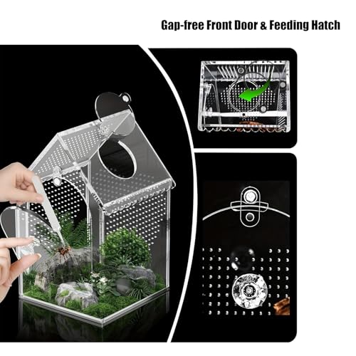 Clear Acrylic Reptiles Habitat Box with Ventilation Holes 12x12x20cm Reptiles Terrarium for Pets and Educational Use Comprehensive Fly Container