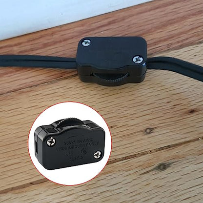 Hi-Low Dimmer Switch ZZLZX SPT-2 High to Low Inline Brightness Control Switch for 18/2 Lamp Cord, Black