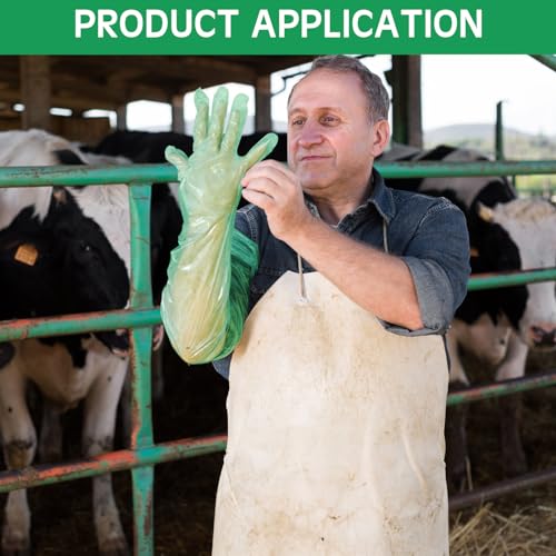 50 Pcs Disposable Dressing Gutting Gloves 35 Inch Shoulder Length Field Dressing Gloves Veterinary Insemination Glove - color: Green