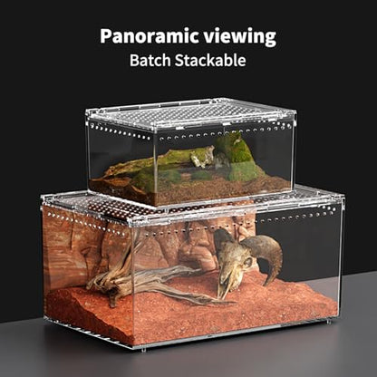 Reptile PC Terrarium 12" x 8" x 6", Tarantula Enclosure,Spider Tank Starter Kit, Hermit Crab Habitat,Lizard Enclosure,Insect Housing,Jumping Spider Cage - size: 12" x 8" x 6