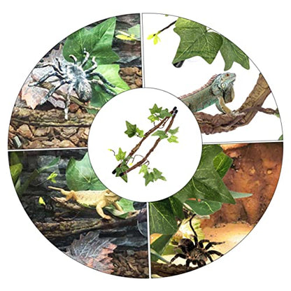 Totority 2 Pcs Reptile Vines for Terrarium Decoration Bendable Jungle Branches Suction Cup Accessories for Lizard Snake Gecko and Other Small Pets