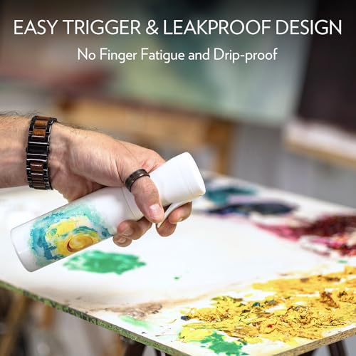FLAIROSOL InspireArt, Continuous Spray Bottle - Ultra Fine Mist Water Sprayer for Hairstyling, Cleaning, Arts & Crafts, Versatile Spray Bottle, Patented Technology, 6.8 OZ (White Bottle, Green Print)