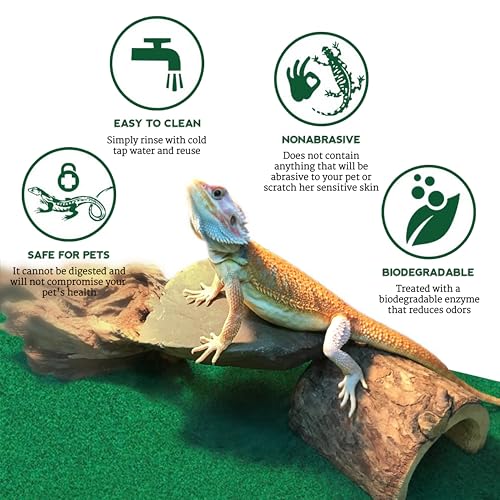 SunGrow, Reptile Mat, Terrarium Floor Liner, 30BR/40BR/50/65 Gallon, Substrate Carpet, Soft Bedding for Reptiles - Gecko, Lizard, Snake, Tortoise, Reptile Cage Tank Supplies & Accessories, Green, 1Pc