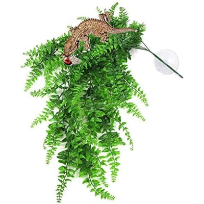 Crested Gecko Tank Accessories, Reptile Plants Hanging Fake Vines Climbing Terrarium Plant with Suction Cup for Bearded Dragons Lizards Geckos Snake Pets Hermit Crab