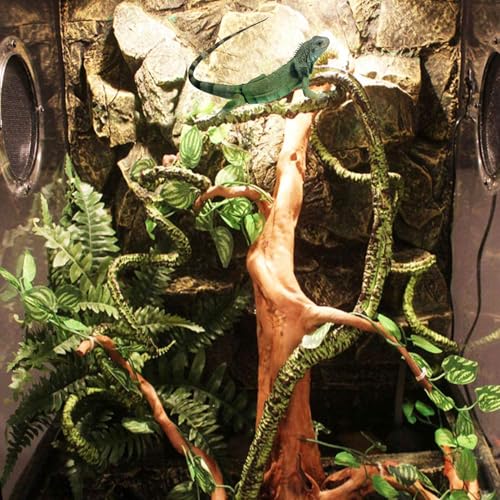 kathson 2 PCS Reptile Corner Branch with Suction Cup, Lizard Climb Branches Decor Reptile Vines Plants Flexible Bendable Jungle Climbing Vine