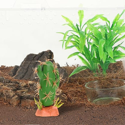 Healifty Reptile Terrarium Artificial Cactus Plant Decor, Faux Succulent Habitat Ornament for Amphibian Tank, Sturdy Plastic Reptile Supplies Decoration for Lizard and Frog Enclosures