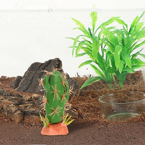 TOYANDONA Artificial Reptile Terrarium Plants and Cactus Decor, Simulated Plastic Habitat Ornament for Amphibians and Lizards Tank Accessories