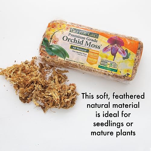 Better-Gro Premium Grade Orchid Moss - 100% Natural,Imported Sphagnum Moss for Orchids,Ferns,and Hostas,Excellent for Hanging Baskets and Propagating Plants - 190 Cubic Inches,(Pack of 12) - size: 190 cu. in. (Pack of 12)