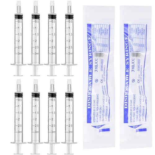 10 Pack 3ml Syringe with Cap, Disposable Syringes for liquid, Colostrum Syringes, No Needle, Individually Sealed - size: 3ml Syringes-10pcs