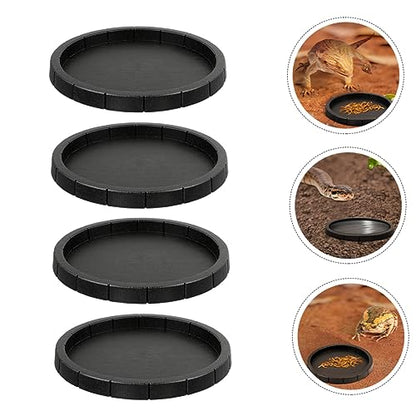 4pcs Reptile Food Bowls Smooth Plastic Drinking Dish for Tortoise Lizard Amphibian Feeding Safe Easy to Clean Water Container for Pets