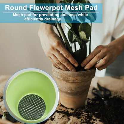 100pcs Plant Drainage Mesh Pads - 1.8 Inch Round Plastic Grid Mat, Breathable Soil Guard for Potted Plants, Bonsai (Black) - size: 1.8 Inch