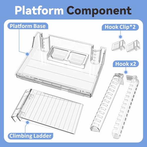 GOZILLA Turtle Basking Platform with Feeding Tray & Adjustable Ramp,Anit-Slip,Durable,Height Adjustable Hanging Platform.Acrylic Turtle Dock for Small Turtles, Reptiles and Aquatic Pets. (Medium Kit) - size: Medium