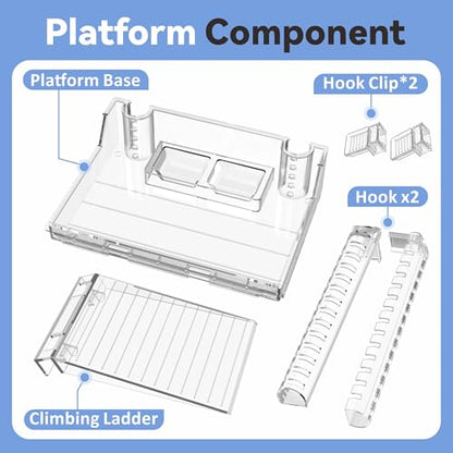 GOZILLA Turtle Basking Platform with Feeding Tray & Adjustable Ramp,Anit-Slip,Durable,Height Adjustable Hanging Platform.Acrylic Turtle Dock for Small Turtles, Reptiles and Aquatic Pets. (Medium Kit) - size: Medium