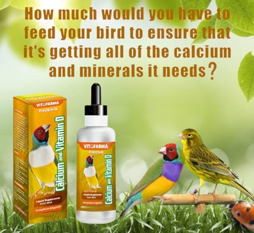 Nutritional Calcium Supplement for Birds + Vitamin D3 - Bird Health Liquid Supplement 60 ml