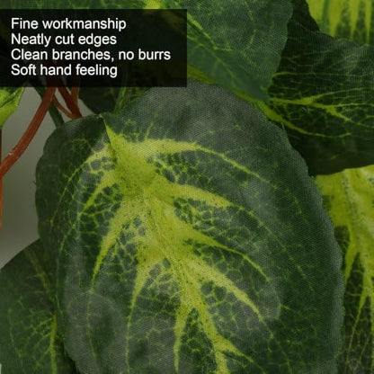 Pssopp Lifelike Plant Decorative Hanging Silk Terrarium Plant with Suction Cup for for Reptile Rainforest Box Aquarium Landscape(NFF‑86)