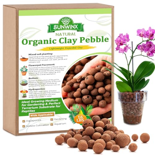 16 LBS Natural Leca Clay Pebbles for Plants- 4-16mm Expanded Clay Leca Balls for Indoor Plants, Hydroton Clay Pebbles for Plants Hydroponic & Aquaponics Growing, Orchids, Drainage, Terrarium - color: 16LB